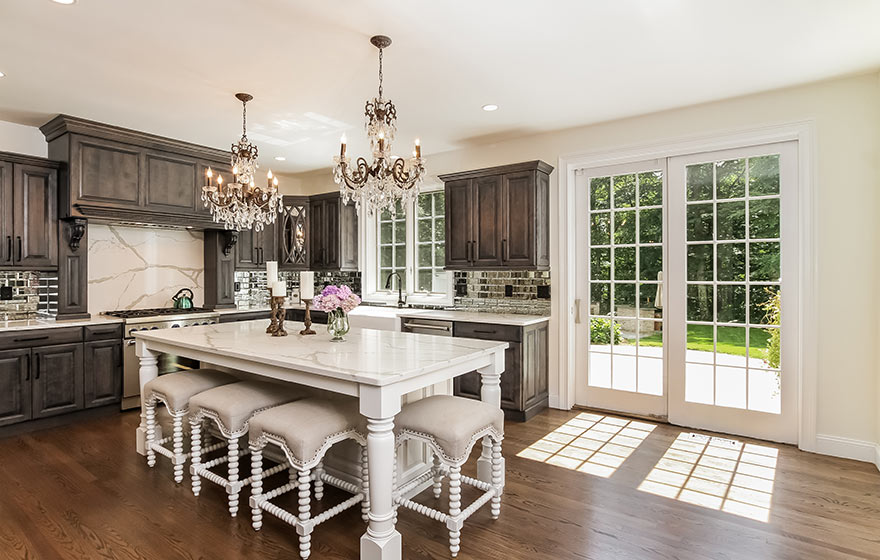 Luxurious details at every turn, this elegant custom kitchen dazzles.