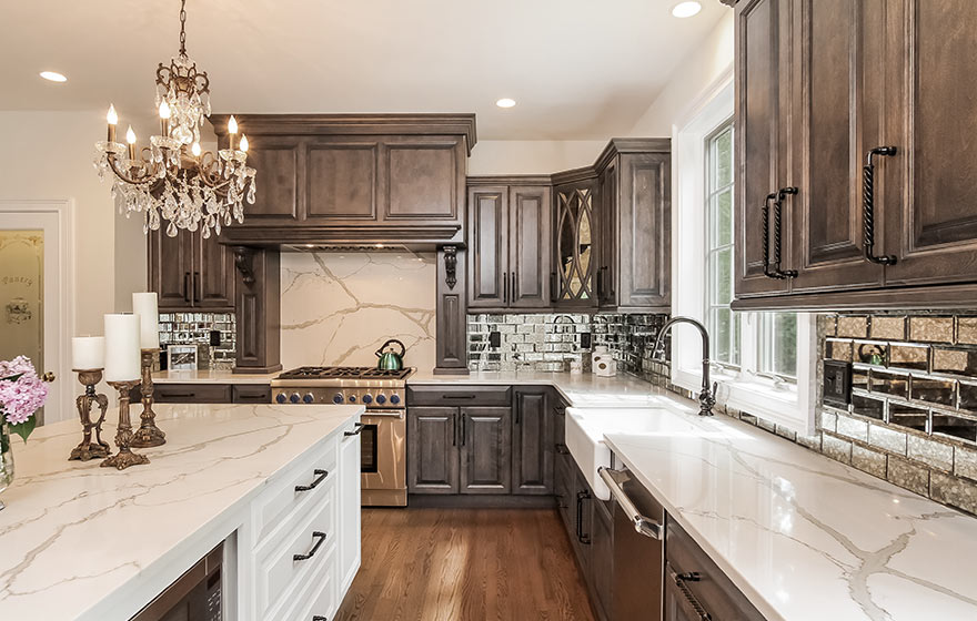Luxurious details at every turn, this elegant custom kitchen dazzles.