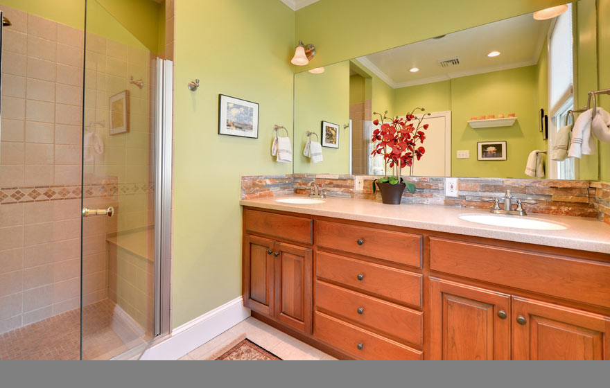 Add warmth and style to a bathroom with rich Cherry wood and a classic Square 3/4" Raised Panel (151) Door.