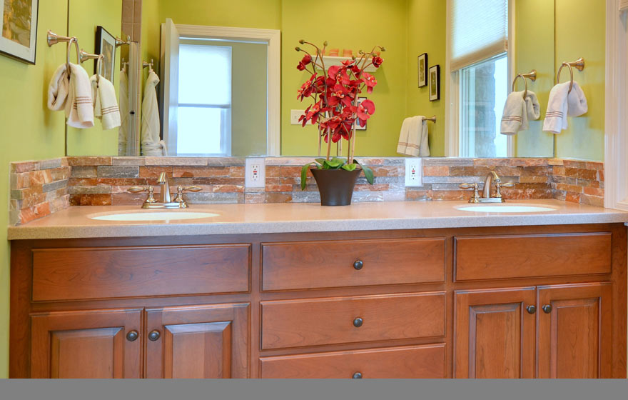 Add warmth and style to a bathroom with rich Cherry wood and a classic Square 3/4" Raised Panel (151) Door.