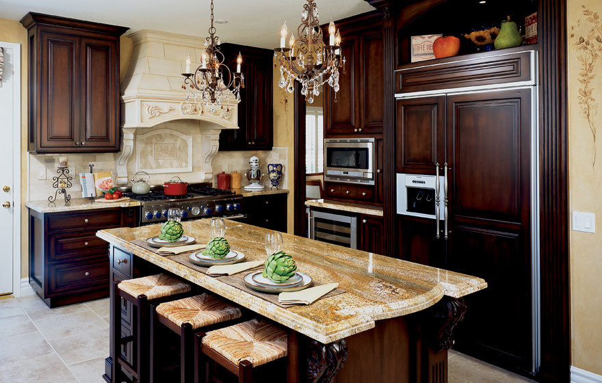 Dark stained cabinetry and a beautifully crafted Tuscany 3/4" (590) Doors work together to bring warmth and beauty.