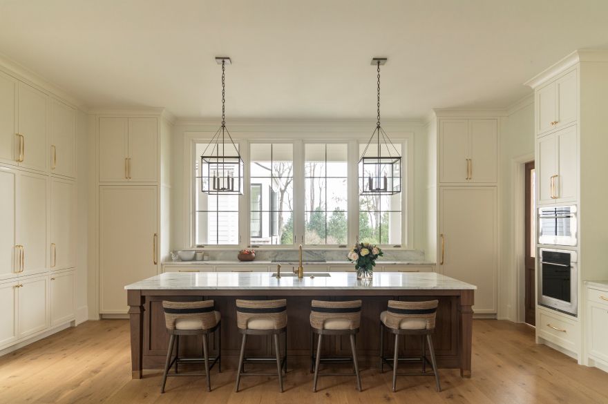 Walnut Select Island Accented by Painted Cabinetry - 10482