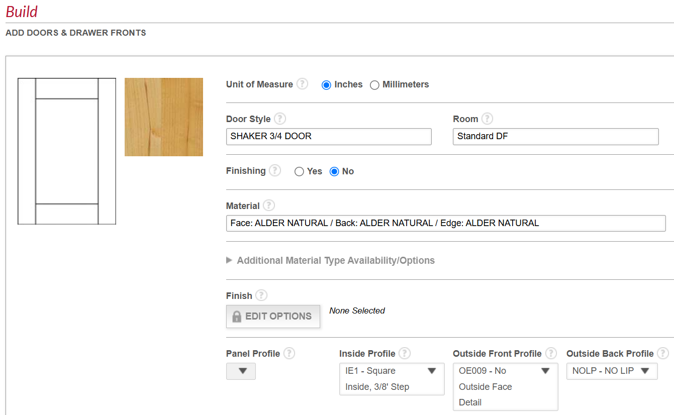 Ordering Standard & Full Size on Anytime Online- Step 1: Build