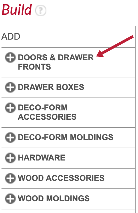 Build Menu - Doors & Drawer Fronts