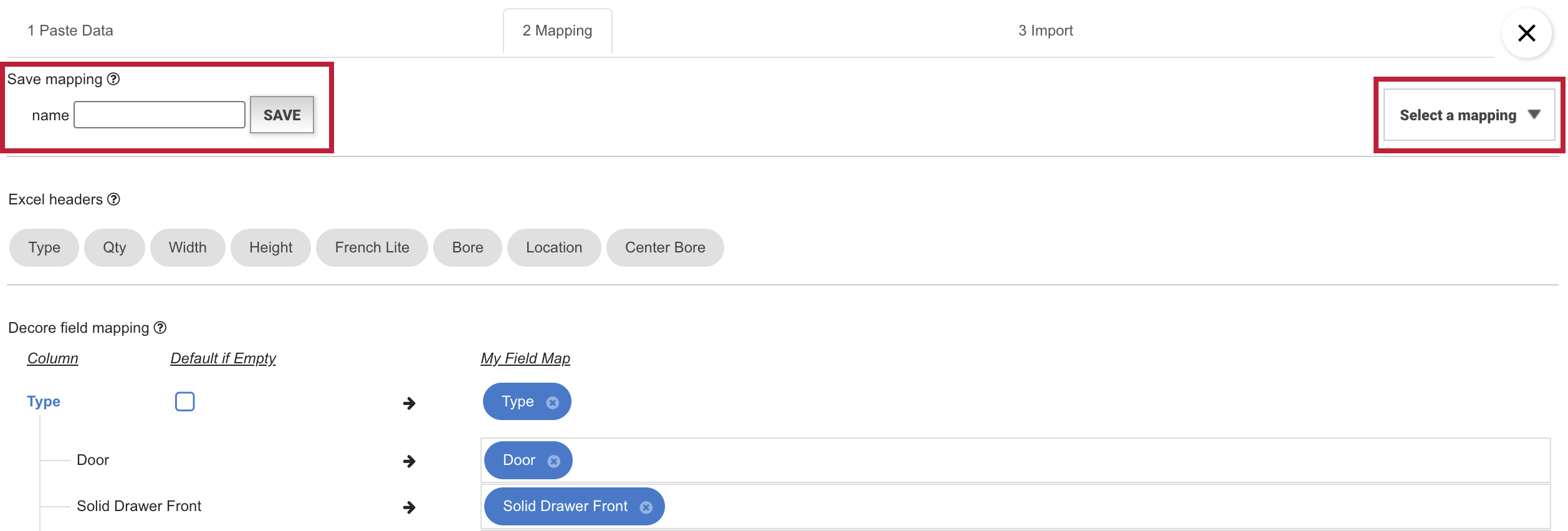 Save Mapping Template